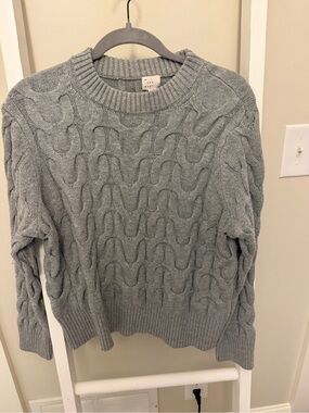 a new day Light Gray Cable Knit Crewneck Sweater